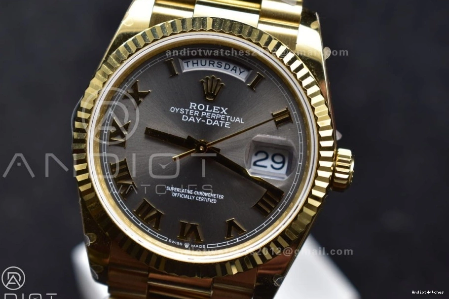 Roman QF on Marker V5 SportInspired DayDate Grey Weight) President vr3255 904L 700 with Steel Bracelet Best 36 Edition (Gain Dial YG 1228